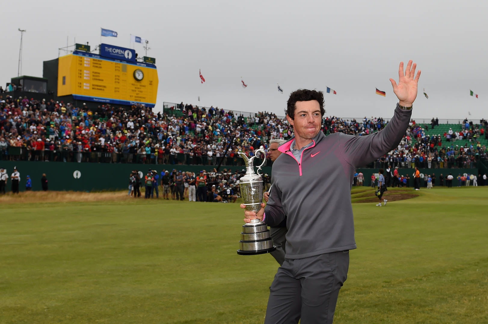 Rory McIlroy holds the Claret Jug after victory at Royal Liverpool in 2014